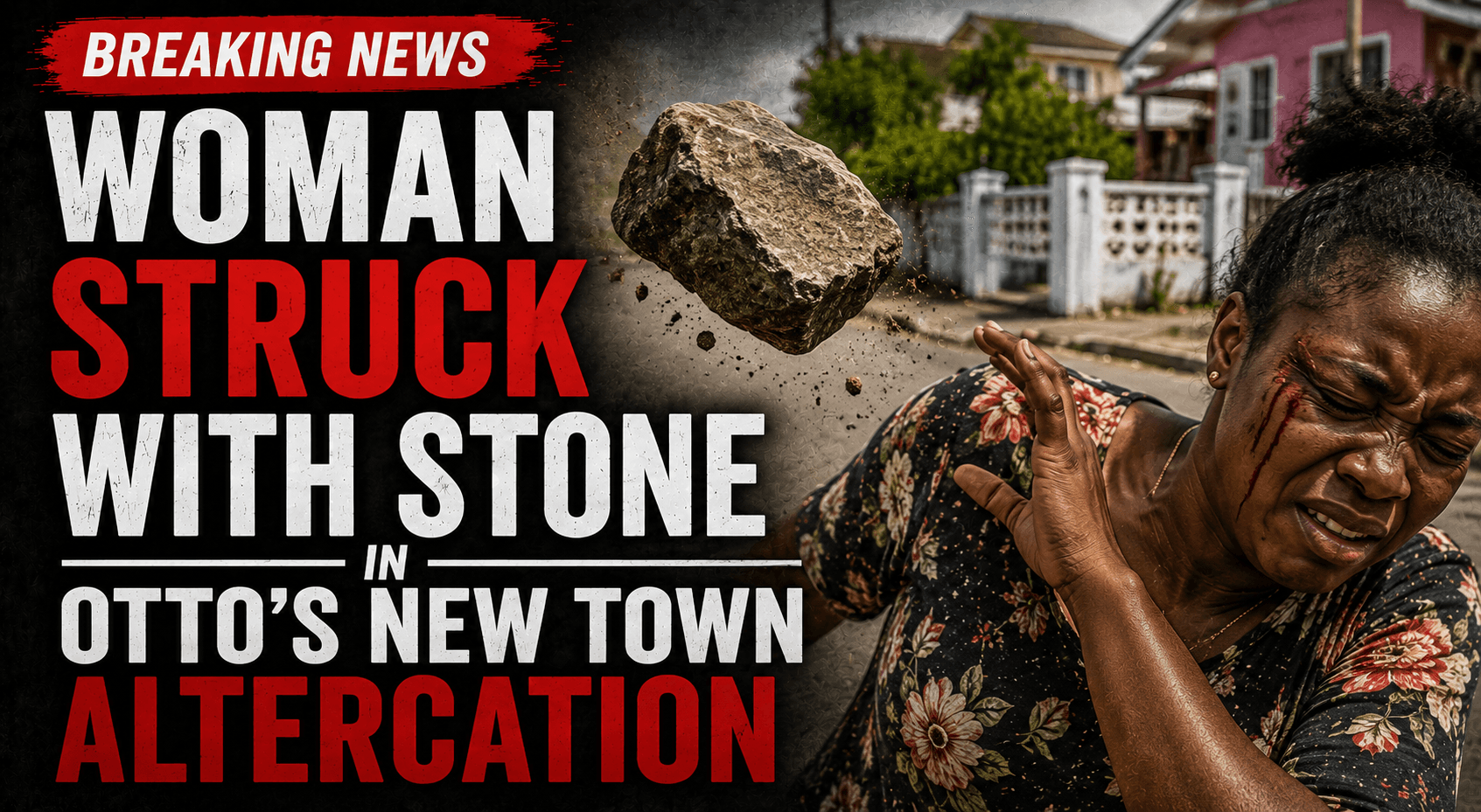 Woman struck with stone in ottos new town