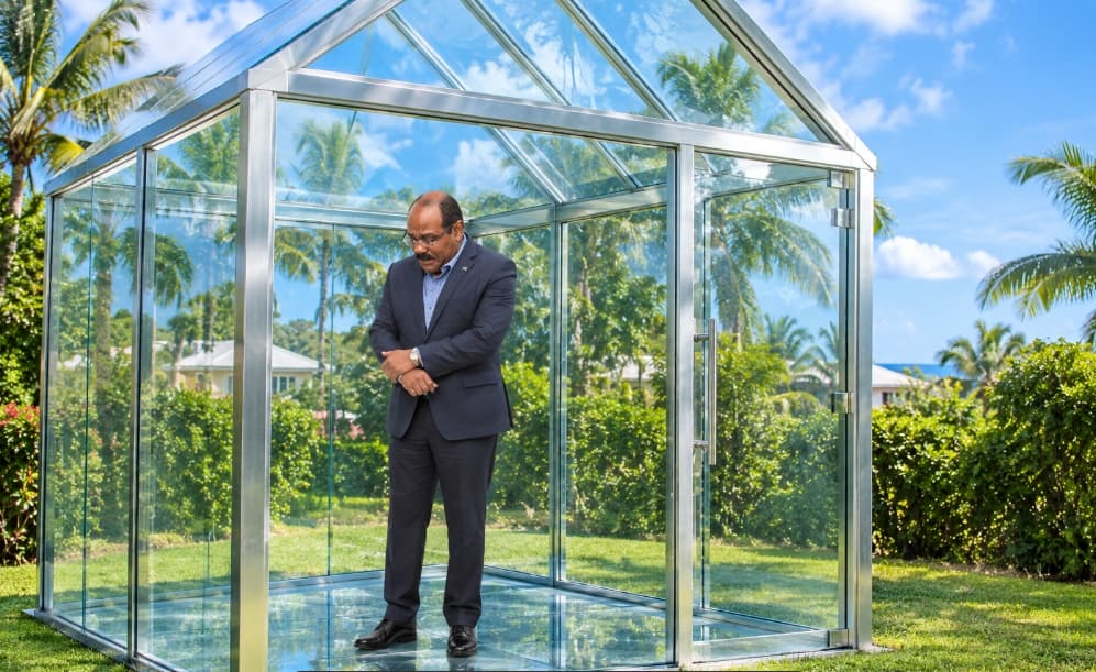 gaston browne in a glass house