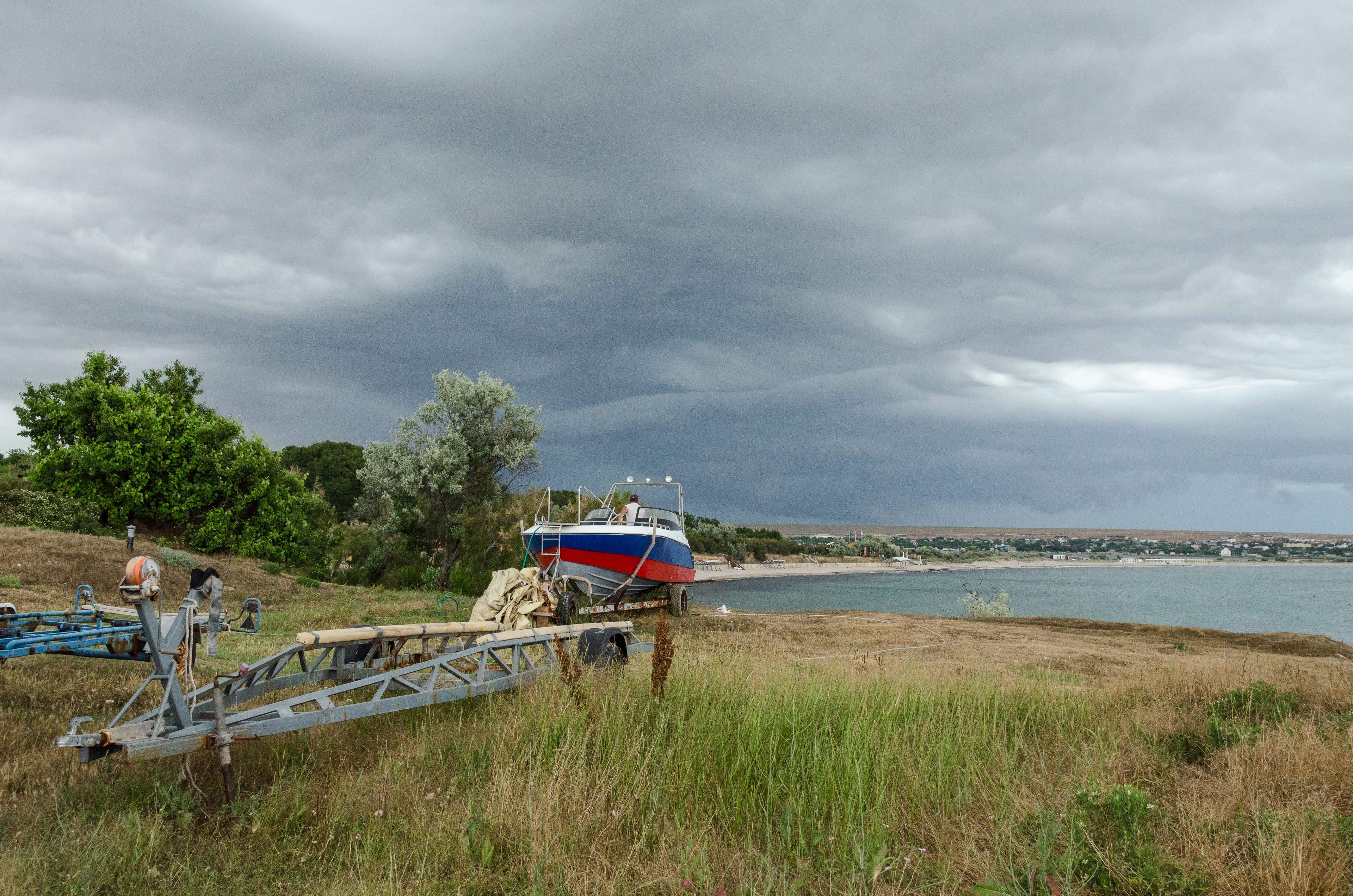 Storm clouds gathering above the sea