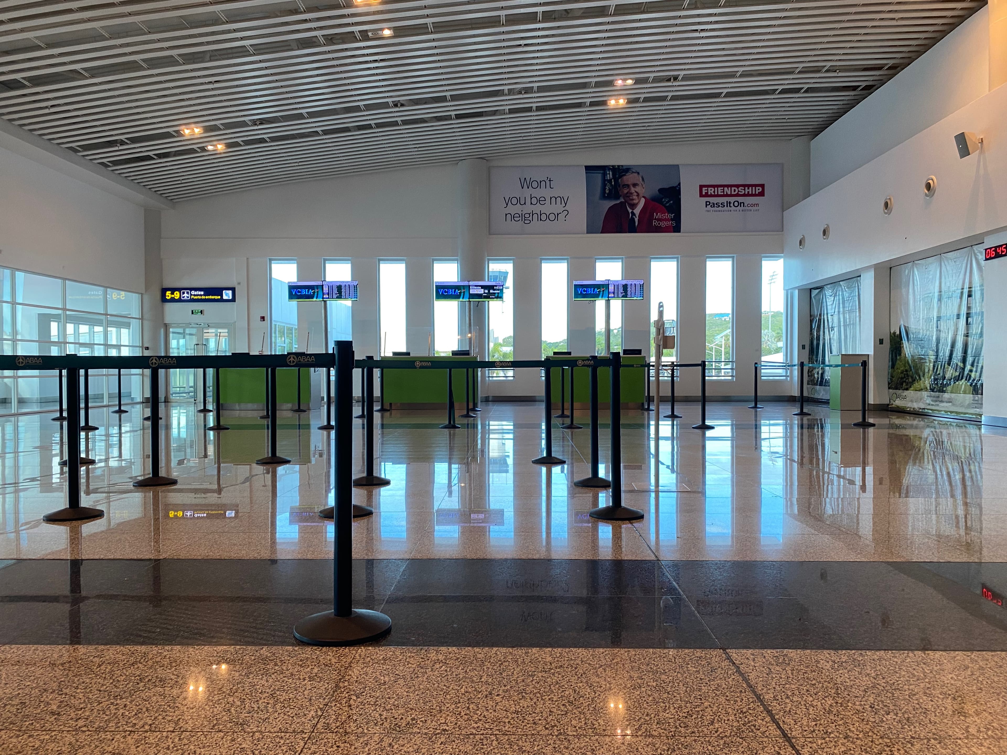 Interior view of V.C. Bird International Airport in Antigua