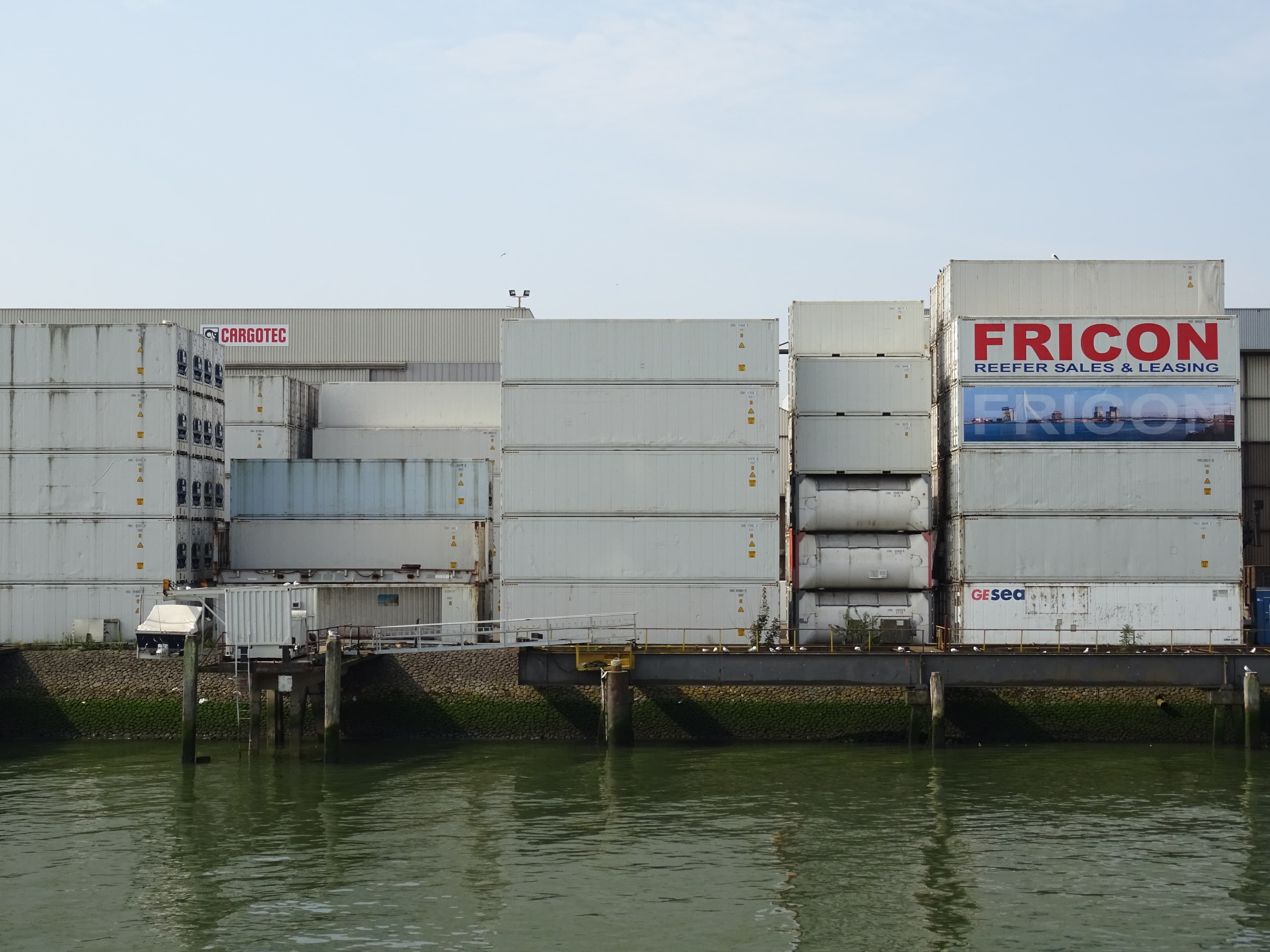 Shipping container stacks at a commercial port